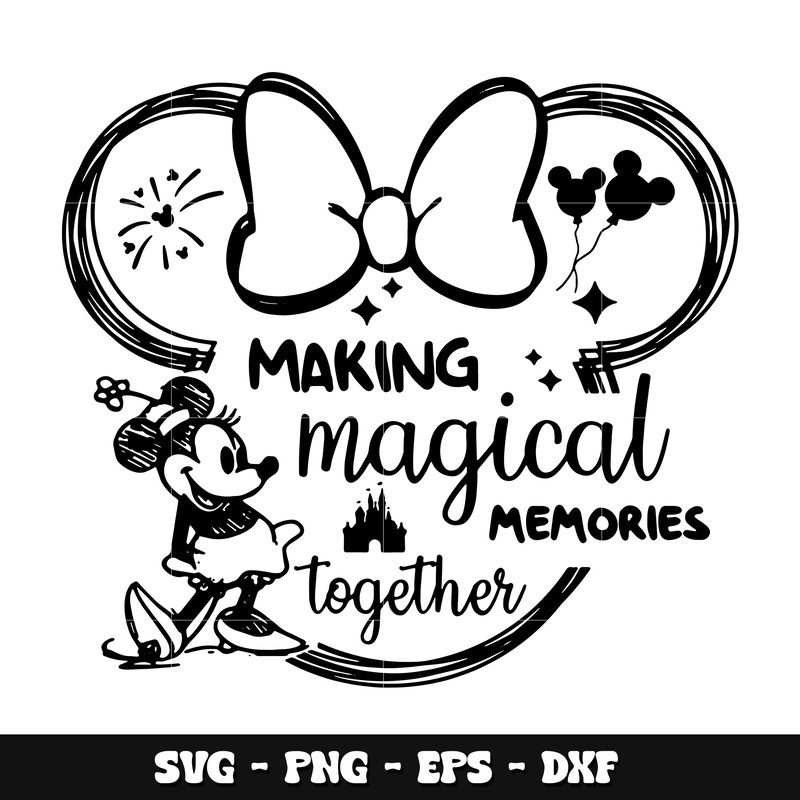 Minnie head making magical svg