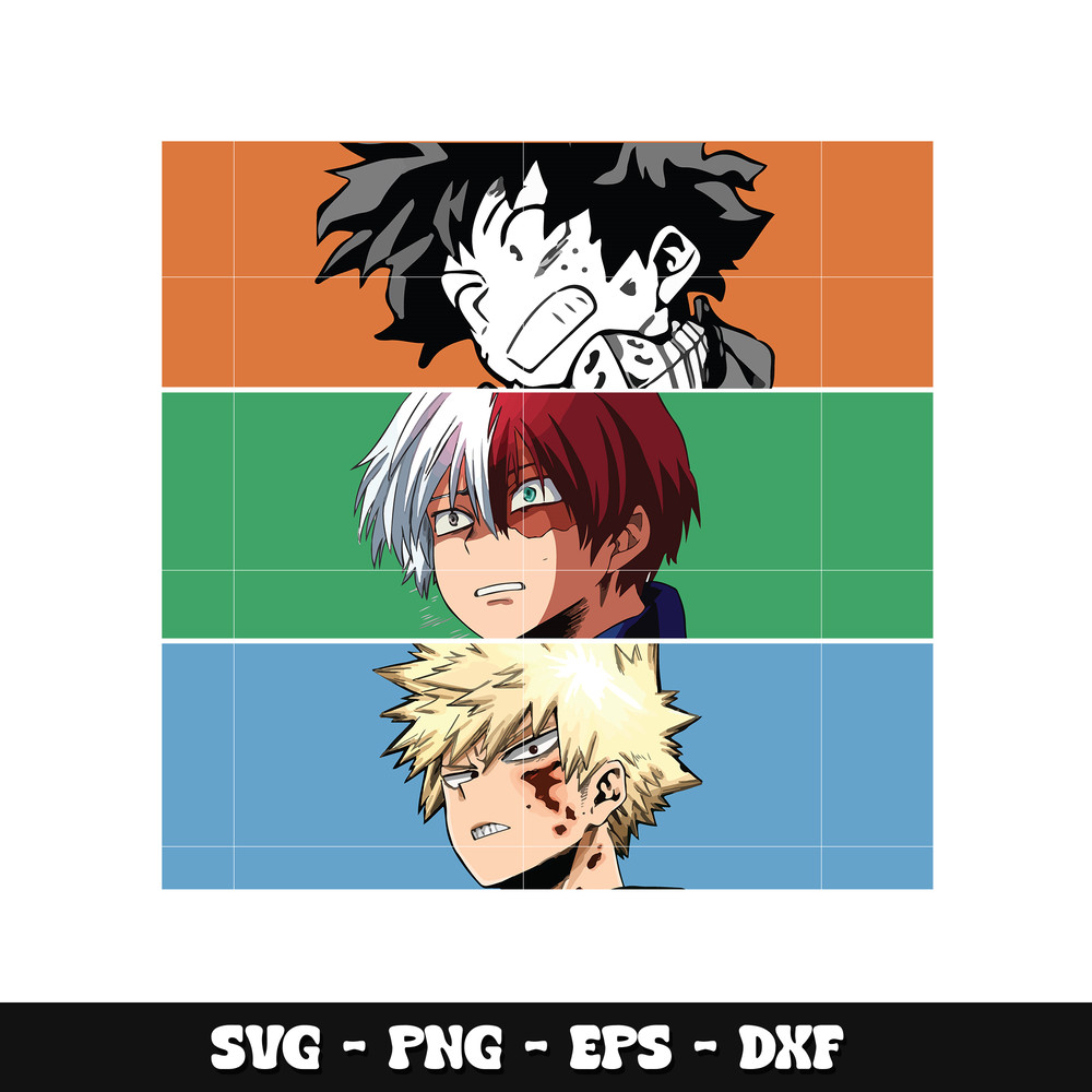 Deku friends face design svg, My hero academia svg