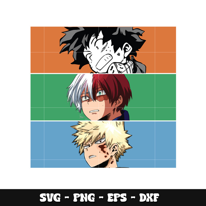 Deku friends face design svg, My hero academia svg