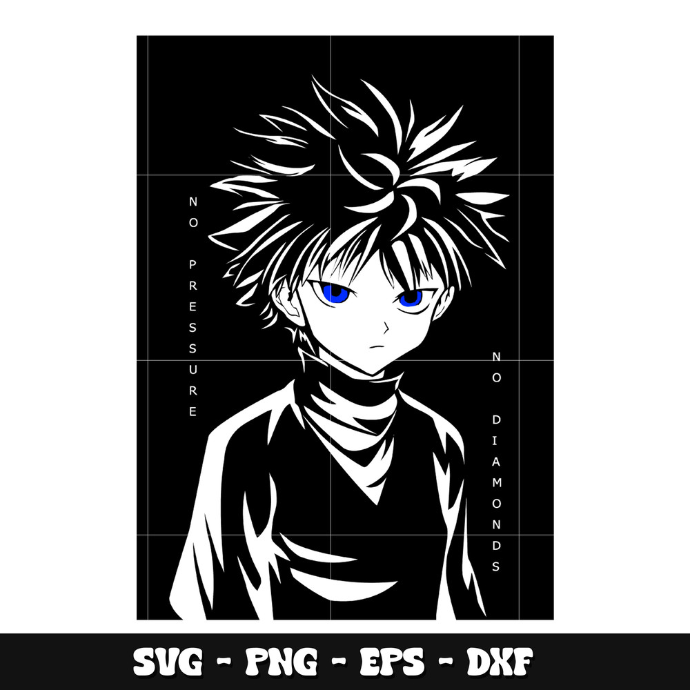 Killua Zoldyck black white svg, Hunter x hunter svg