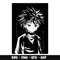 Killua Zoldyck black white svg, Hunter x hunter svg