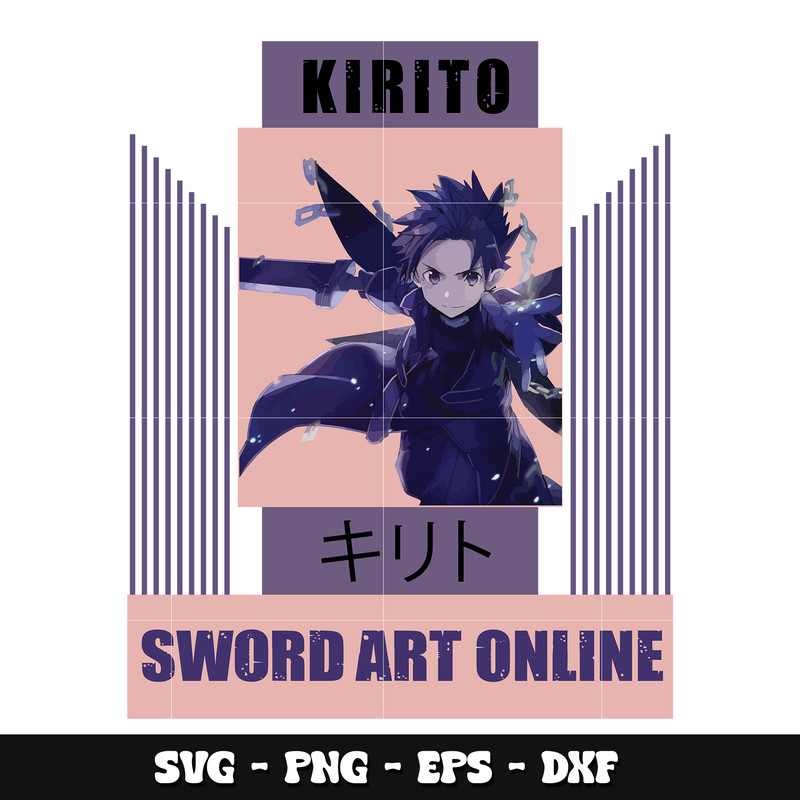 Kirito design svg, Sword Art Online anime svg