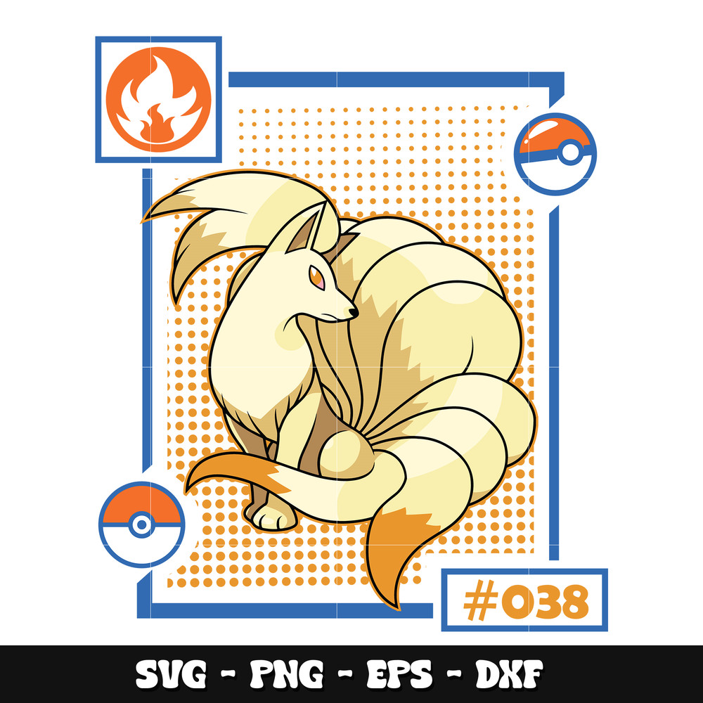 Ninetales svg, Pokemon anime svg