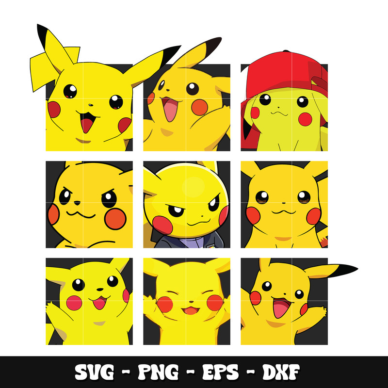 Pikachu face svg, Pokemon anime svg