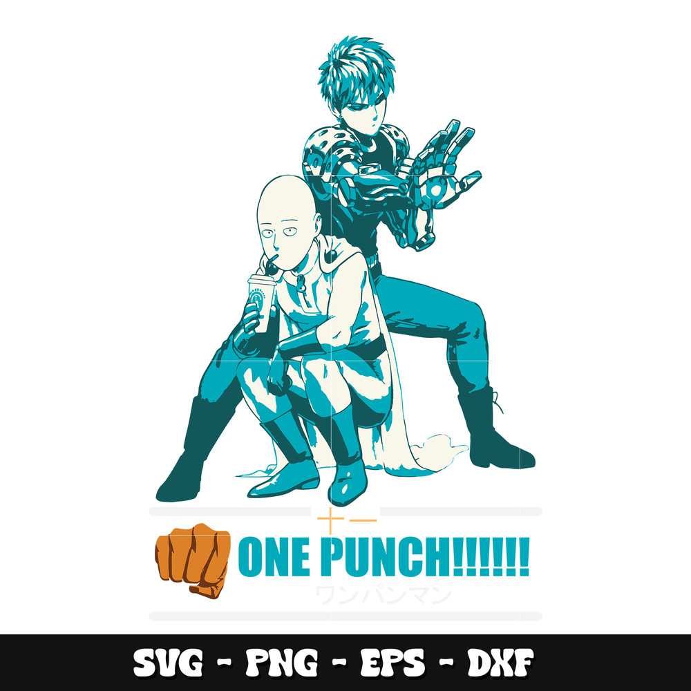 Saitama and genos svg, One-Punch Man svg