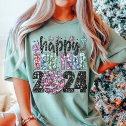 Happy New Year Glitter Sequins PNG Holidays, New Year 2024 PNG, Disco New Year Sublimation Design Download, Boujee Bougi