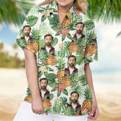 Custom Hawaiian Shirt for Men Funny Hawaiian Shirt with Face Personalized Funny Button Up Shirts Hawaiian Floral Shirt