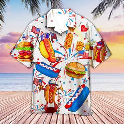 Hamburger Hawaiian Shirts for Men Women, Burger Shirt Button Down Short Sleeve, Tropical Shirt For Men