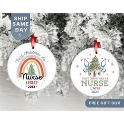 first christmas as a nurse ornament, personalized nurse ornament, custom nurse gift, rsn ornament, rn graduation ornamen