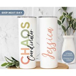 chaos coordinator tumbler, personalized teacher tumbler cup, gift for boss, gift for manager, thank you gift, custom tum