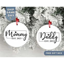 first christmas as mommy & daddy ornament, personalized new father christmas ornament, mommy's first christmas keepsake