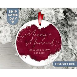 mr. and mrs. christmas ornament personalized married ornament first christmas married ornament merry & married orname