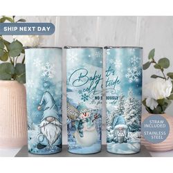 baby it's cold outside tumbler, christmas snowflake holiday tumbler cup, 20oz gnome tumbler bottle, winter tumbler, (tm-