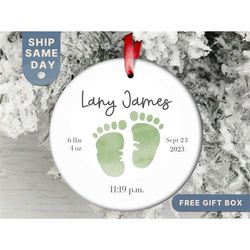 Babys First Christmas Ornament Personalized Baby Birth Information Ornament Baby Christmas Gift Baby Birth Stats Ornamen
