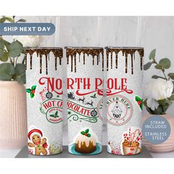 north pole tumbler, christmas tumbler, gingerbread man tumbler with straw, 20oz reindeer tumbler, hot chocolate tumbler,