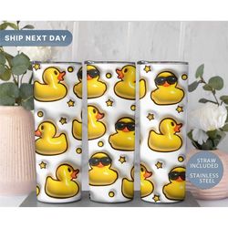 Duck Tumbler, Duck Cup, Duck Gifts, 20oz Skinny Tumbler with Straw, Travel Mug for Her, (TM-176 Duck)