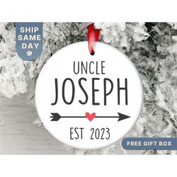 uncle christmas ornament, personalized uncle christmas gift, custom uncle holiday ornament, custom uncle established orn