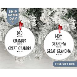 mom grandma great grandma ornament - personalized great grandma ornament - pregnancy announcement - promoted to great gr