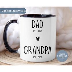 grandpa est mug, new grandpa mug, custom grandma coffee mug, dad to grandpa gift, pregnancy announcement, (mug-24gpa)