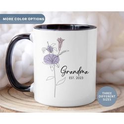 personalized grandma mug, grandma mug, custom gifts for grandma, floral name mug, mother's day gifts, grandparent day gi