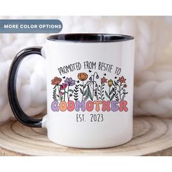 bestie to godmother mug, custom godmom coffee cup, christening gift, baptism mug, godparents gifts, godmother mug, (mug-