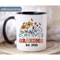 personalized grandma mug, grandma mug, custom gift for grandma, floral name mug, mother's day gifts, grandparent day gif
