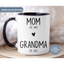 new grandma mug, mom to grandma mug, grandma est mug, new grandma gifts, custom grandma gift, (mug-24gma)