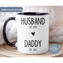 dad est mug, husband to daddy mug, custom new dad mug, baby reveal gift, future father announcement, (mug-24 dad)