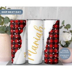 personalized christmas tumbler, custom name christmas tumbler with straw, holiday tumbler cup, (tm-234)