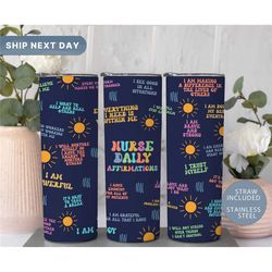 nurse daily affirmations tumbler nurse gifts ideas nurse tumbler cup with straw positive affirmations tumbler for nur