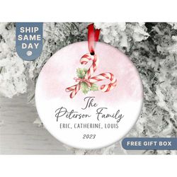 family personalized christmas ornament, custom family name ornament, family keepsake gift, (or-83)