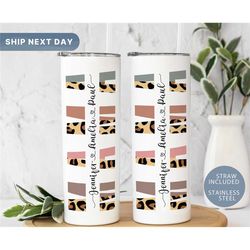 mama tumbler with kids names, personalized mom tumbler with straw, custom cheetah tumbler, 20oz skinny tumbler for mothe