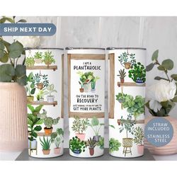 plants tumbler, crazy plant lady, plant lover travel mug, plant gifts for women, gardening tumbler for mom, (tm-22plants