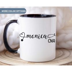 personalized cna mug, certified nursing assistant coffee mug, best cna gift, custom name mug, nurse appreciation gift, (