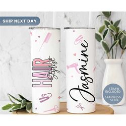 custom hair stylist tumbler, personalized hair dresser tumbler, gift for hair stylist, hairdresser gift, (tm-151 stylis