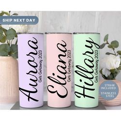 girls getaway personalized tumbler, girl summer vacation tumbler, custom beach vacation tumbler cup, family trip travel