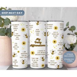 My Daily Affirmations Tumbler, Mental Health Awareness Tumbler Cup, Daily Reminder Cup, Positive Daily Affirmation Tumbl