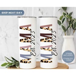 mom retro tumbler, mama est. tumbler cup, mothers day gift, travel mug for mothers, gift for grandma, custom tumbler cup