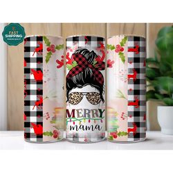 merry mama christmas tumbler, merry mama tumbler, merry christmas buffalo plaid tumbler, buffalo plaid tumbler, christma