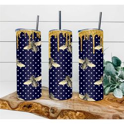 bee glitter tumbler, personalized tumbler, double wall insulated, gift, tumbler with lid & straw, custom tumbler, bee tu