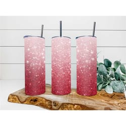 ruby red sparkle faux glitter tumbler, personalized tumbler, double wall insulated, gift, tumbler with lid & straw, cust