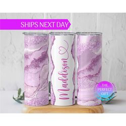 personalized agate marble tumbler with name, custom marble name tumbler with lid and straw,  bridesmaid tumbler with str