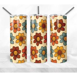 retro smiley face party personalized tumbler, beach tumbler, double wall insulated, gift, tumbler with lid & straw, cust