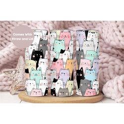 cat mama tumbler, cat mom gift for mother's day, cute cat lover tumbler cup with straw and lid, cat owner tumbler, cat