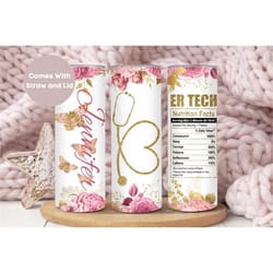 personalized er tech tumbler, custom er tech tumbler cup, er nurse gift, nurse appreciation gift, emergency technician t