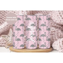 personalized flamingo tumbler, custom flamingo tumbler cup for her, flamingo gifts, flamingo travel cup for birthday gif