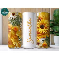 personalized floral sunflower tumbler for her, sunflower tumbler cup, sunflower tumbler cup for her, sunflower tumbler c