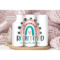 registered nurse tumbler, registered nurse gift, nurse appreciation gift, rn nurse tumbler cup with straw and lid, rn nu