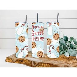 sweet christmas cookie time, personalized tumbler, double wall insulated, gift, tumbler with lid & straw, custom tumbler