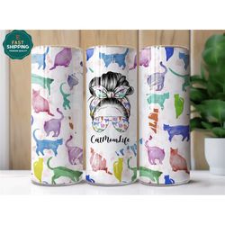cat mom life tumbler for mom for mother's day, mothers day gift for cat mom, cat tumbler gift for cat lover, cat mom tra